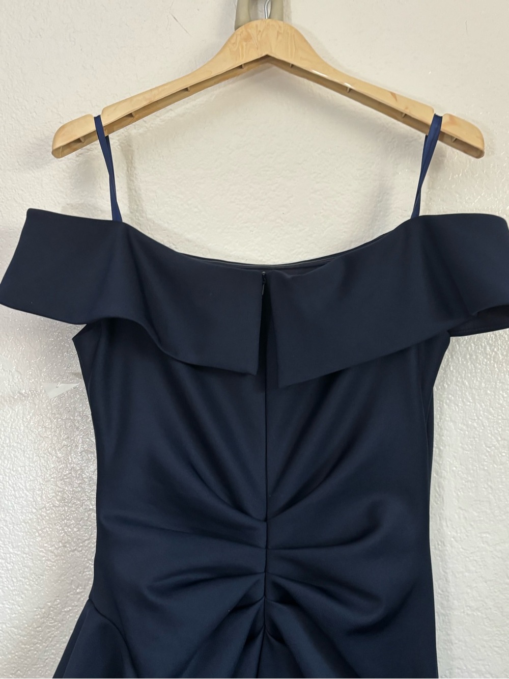 Xscape Off-Shoulder Navy Blue Ruffled Maxi Dress - Picture 6 of 9